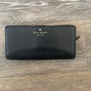 Kate Spade Slim Pebbled Leather Black Wallet